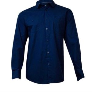 Alfani Fremont Checked Navy Dress Shirt SZ M